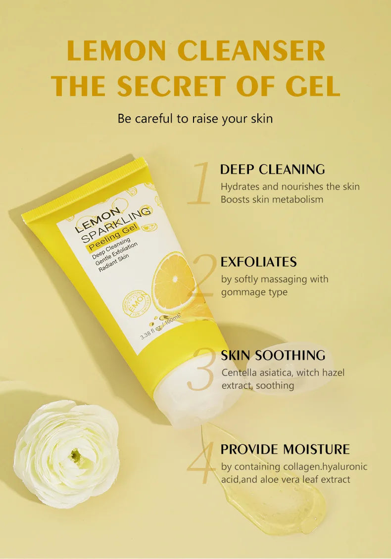 Lemon Face Wash Facial Cleanser Face Exfoliating Gel Moisturizing Remove Dead Skin Blackhead Exfoliator Facial Scrub Exfoliation