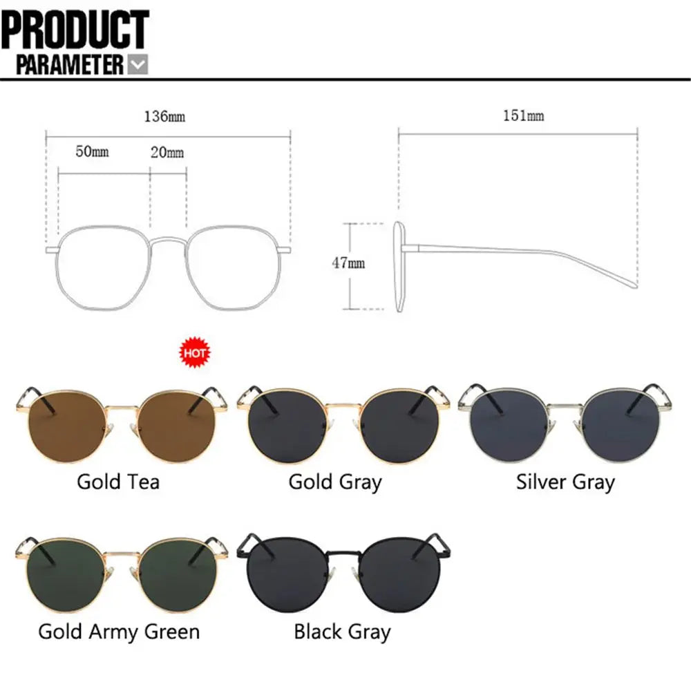 Fashion Women  Sunglases Round Sun Glasses New Metal Frame Eyewear Fishing Glasses UV400 Shades