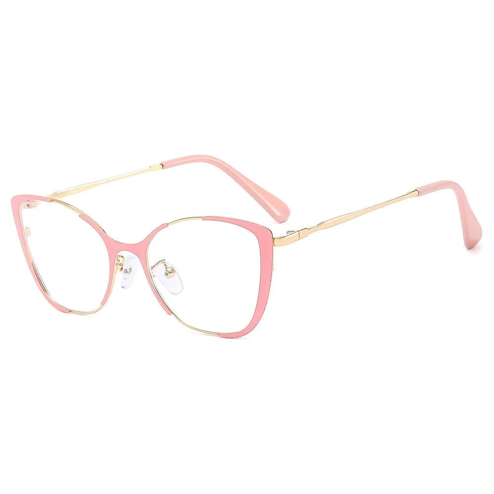 Cat Eye Color Block Frame Clear Lens Glasses Fashion Computer Glasses Optical Spectacles For Women