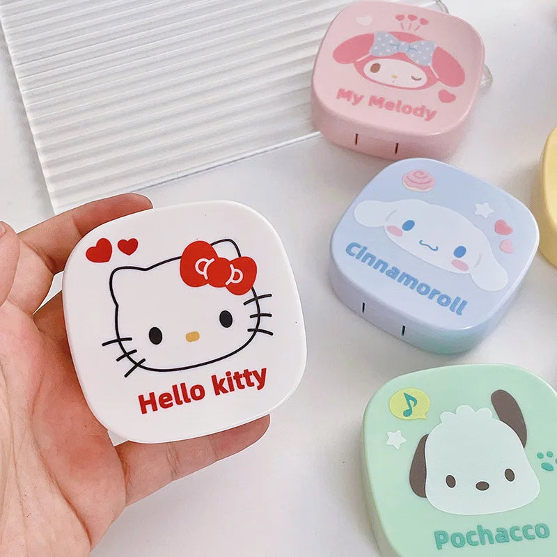 hello kitty color contact lenses Kuromi Sanrio contact  cute kawaii eye contacts care box INS portable box with mirror anime