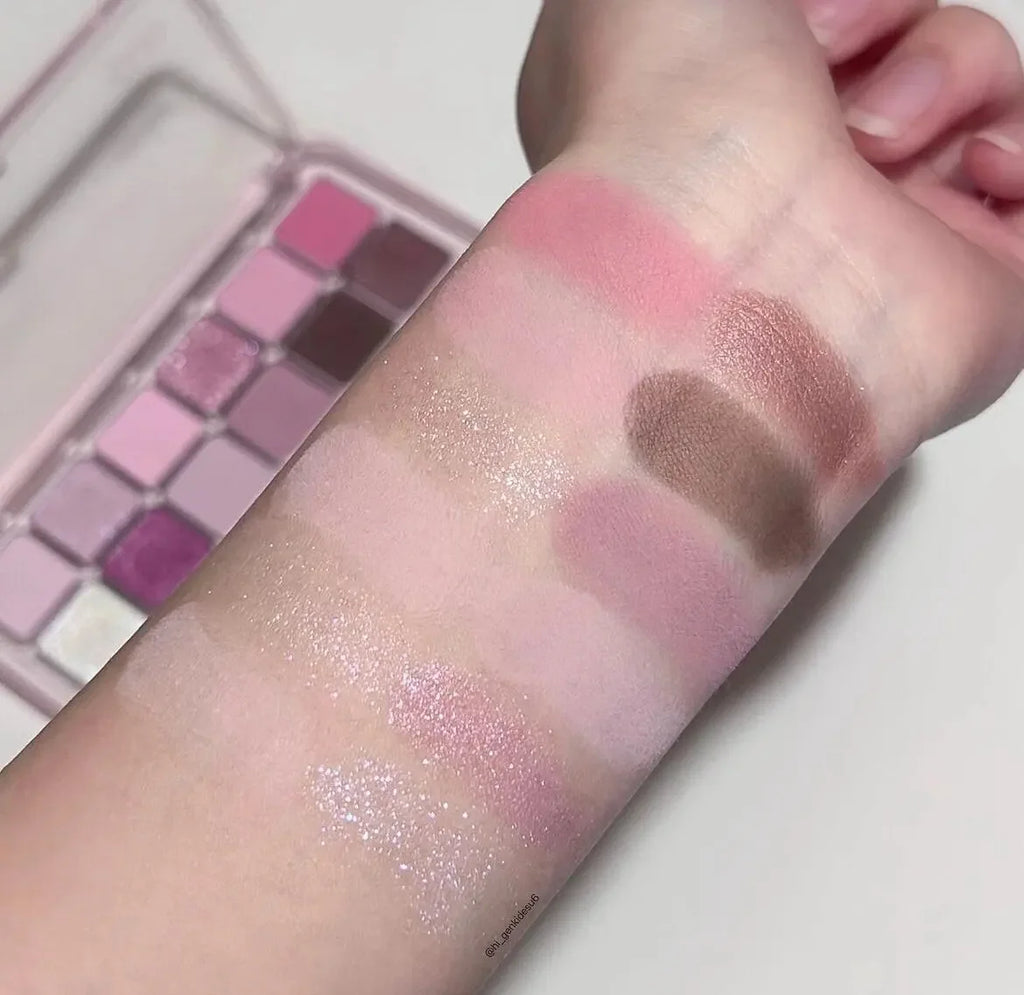 12 Colors Pink Eye Shadow Pallete Clear Glitter Pearl ,Girl Beginner Makeup Nude Eyeshadow Low Saturation Korean Cosmetics