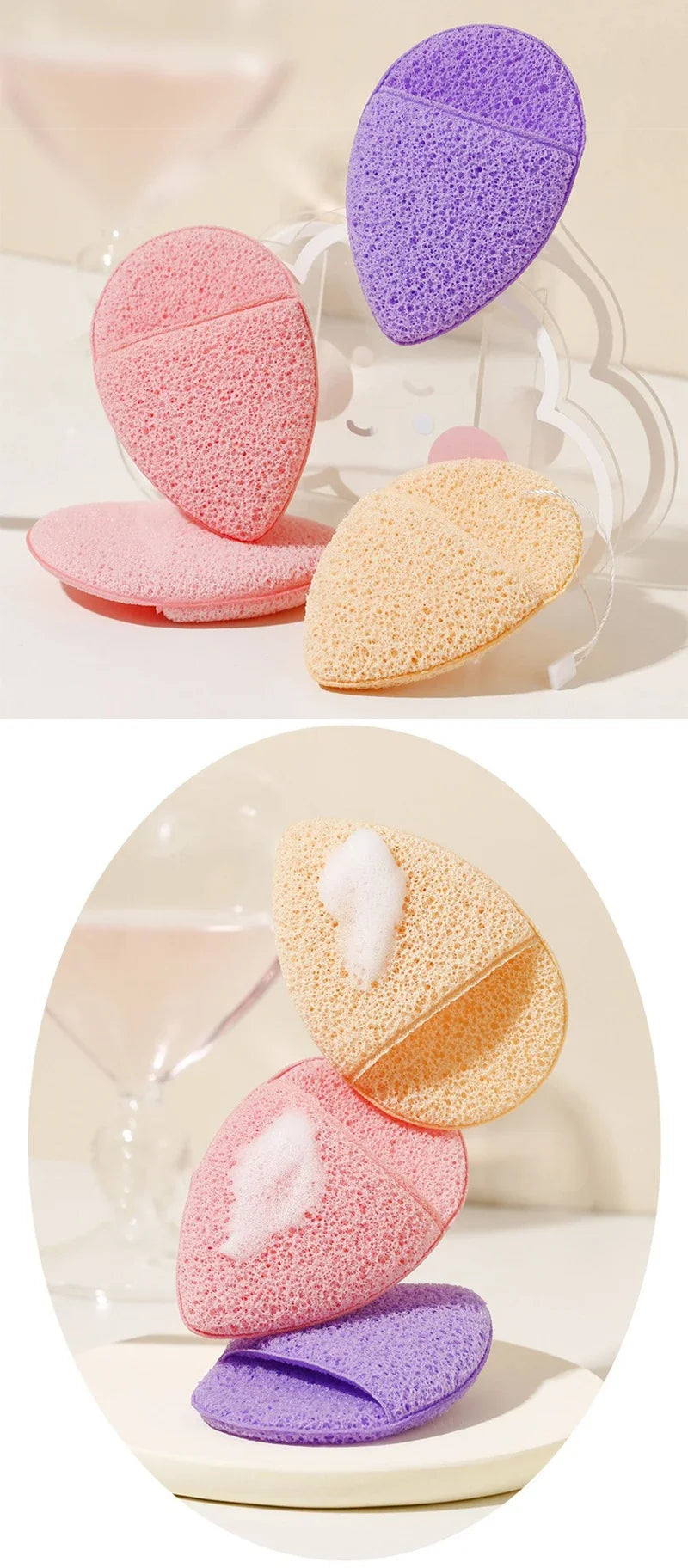 1PC Face Wash Cleansing Puff Soft Cosmetic Sponge Deep Facial Cleansing Mask Makeup Remover Cosmetic Puff Reusable Clean Tool