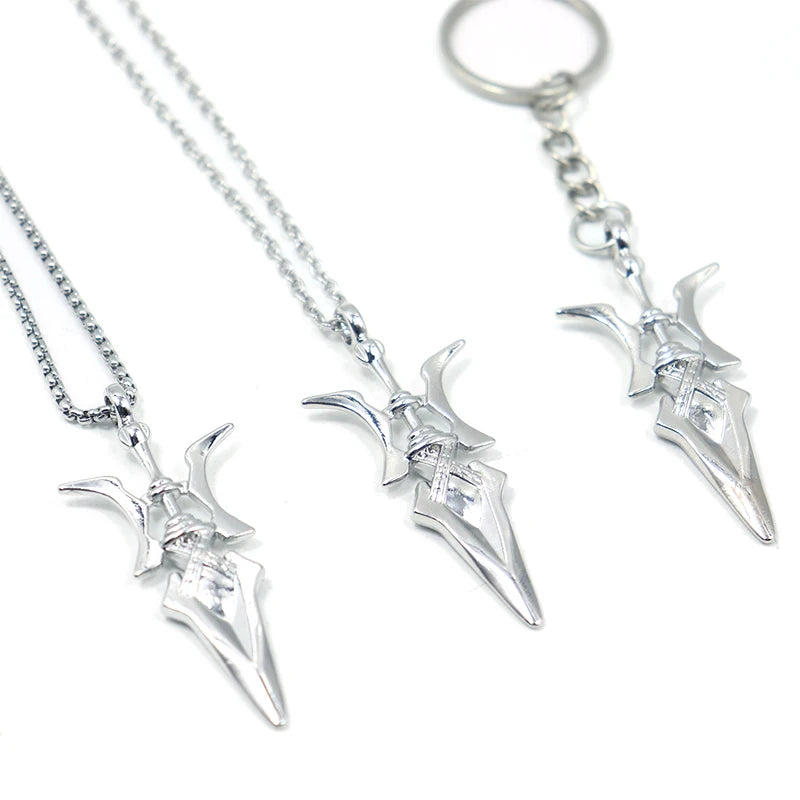 Punk Jewelry Halberd Necklaces for Men Boys Girl Goth Cross Choker Trinket Statement Necklaces&Pendants Key Chain Neck Charms