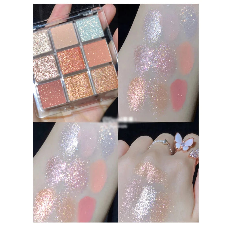 High Quality Matte Eyeshadow Palette Pearlescent Sequins Blush Eyeshadow Highlighter  For Women