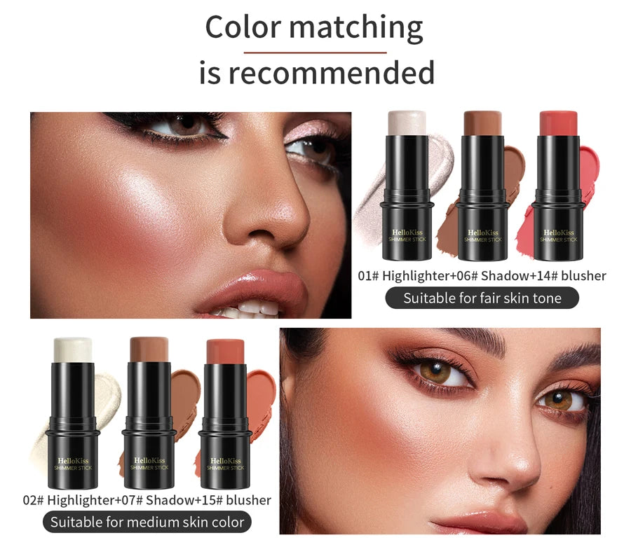 Highlighting Bronzer Stick Face Brightening Blusher Rouge Concealer Long Lasting Corrector 3D Nose Shadow Contouring Cosmetics