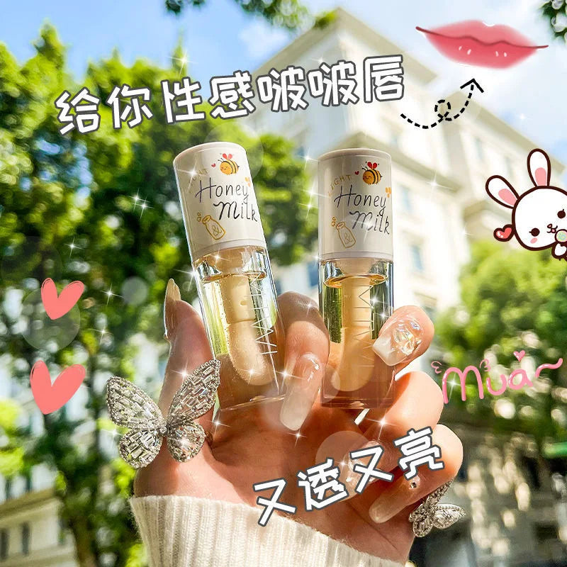Peach Lip Oil Gloss Plumper Moisturizing Non Sticky Sexy Water Glossy Long-Lasting Transparent Liquid Lipstick