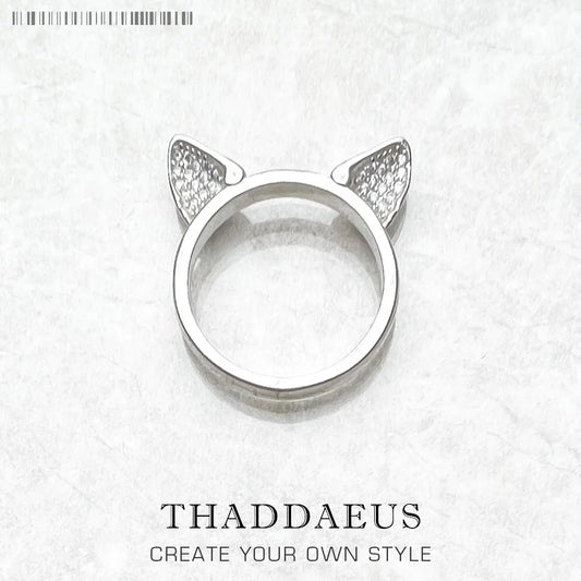 Cat Ears Band Ring,Europe Style Fashion Jewerly For Women New Cute Gift In 925 Sterling Silver