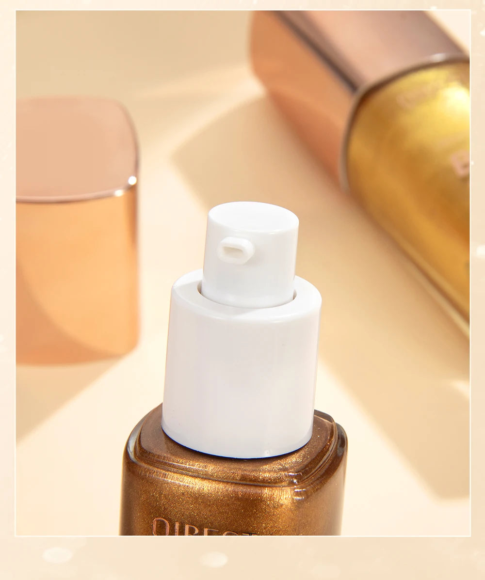 QIBEST 5 Colors Body Face Liquid Highlighter Glitter Makeup Glow Face Contour Shimmer Illuminator Ginger Highlight Cosmetics