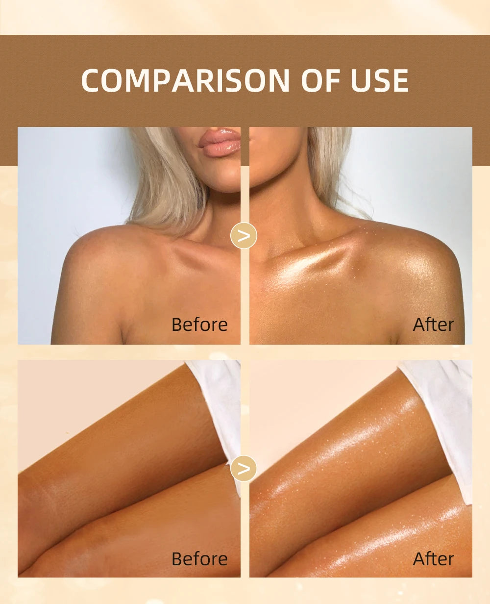 QIBEST 5 Colors Body Face Liquid Highlighter Glitter Makeup Glow Face Contour Shimmer Illuminator Ginger Highlight Cosmetics