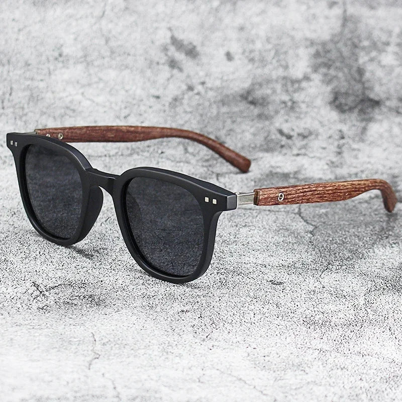 Sunglasses for Men Trendy Retro Wood Grain Polarized UV Protection Eyewear Cycling Outdoor Street Photography Shades