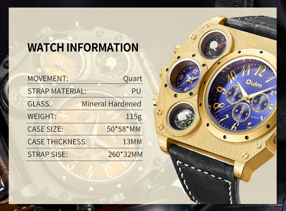 Luxury Sports Watches for Men Top Brand Casual Military Big Dial Cool Man Unique Wristwatch Male Decorative Compass Quartz Clock