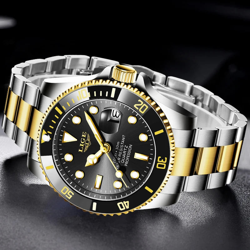 LIGE Men Watch Fashion Business Watch Men Top Brand Luxury Waterproof Luminous Quartz Wristwatches For Men Relogios Masculino