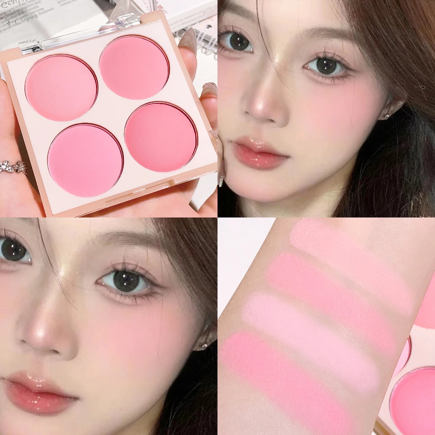 4-color blush bright warm color natural nude makeup effect brightening lasting easy to color face beauty cosmetics