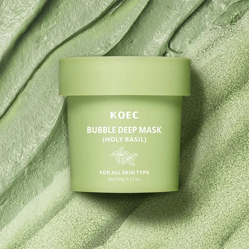 Holy Basil Bubble Deep Mask,Carbonated Water Face Cleansing Pores Blackheads Sebum,Clay Mud Mask Wash-Off Pack,Korean Skincare