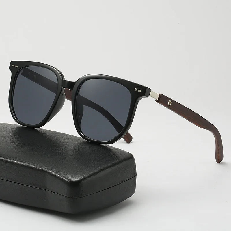 Luxury Wood Grain Leg Rice Nail Sunglasses for Women Car-driving Eyeglasses for Men Sun Shading Eyewear UV Protection Sunglasses