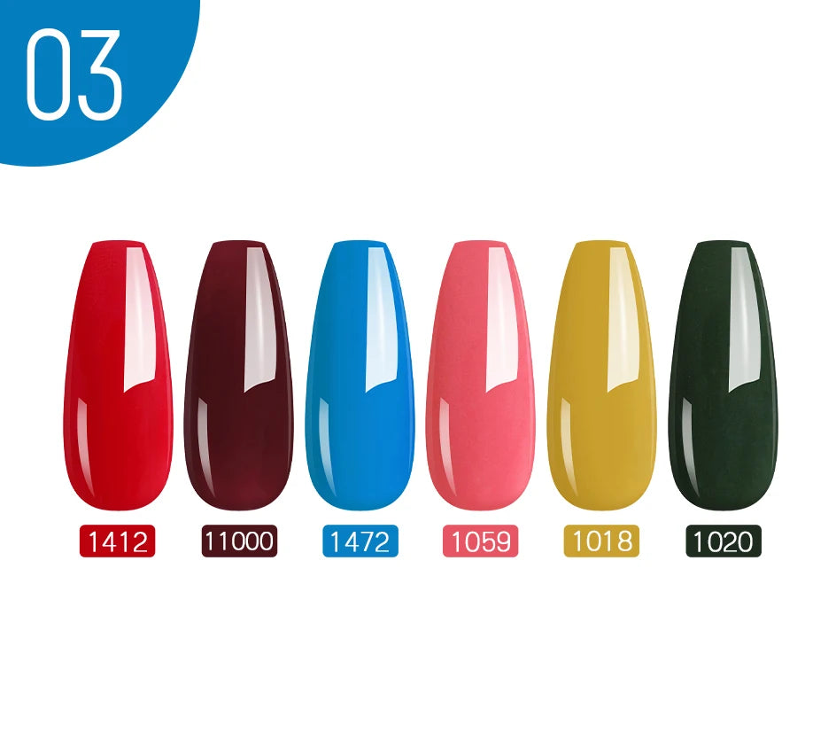 NAILCO 10PCS/Set Gel Nail Polish Gorgeous Full Coverage Semi Permanent Soak Off UV LED Gel Nail Art Base Top Coat Gel Polish Kit