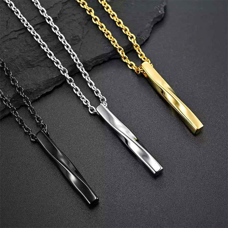 Mens Jewellery New Vintage Rectangle Pendant Necklace Men Width 3mm Stainless Steel Handmade Chain Necklace for Men Jewelry Gift