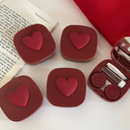 Women Color Contact Lens Case Red Heart Contact Lenses Box for Eyes Care Kit Glasses Case Holder Container