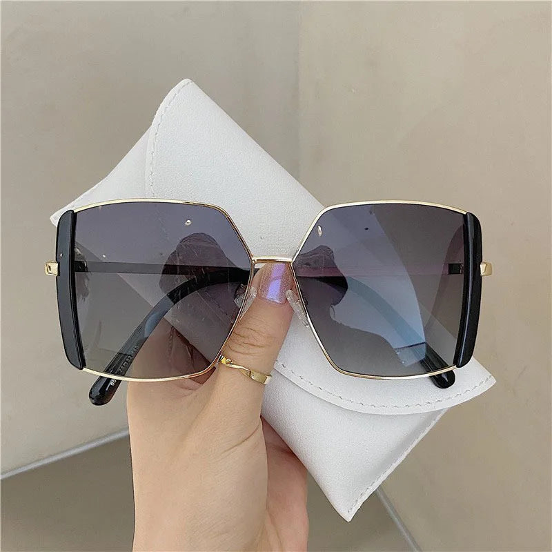 Luxury Oversized Polarized Sunglasses Women Face Slimming Designer Frame UV Protection High Quality Premium Fashion Eyewear