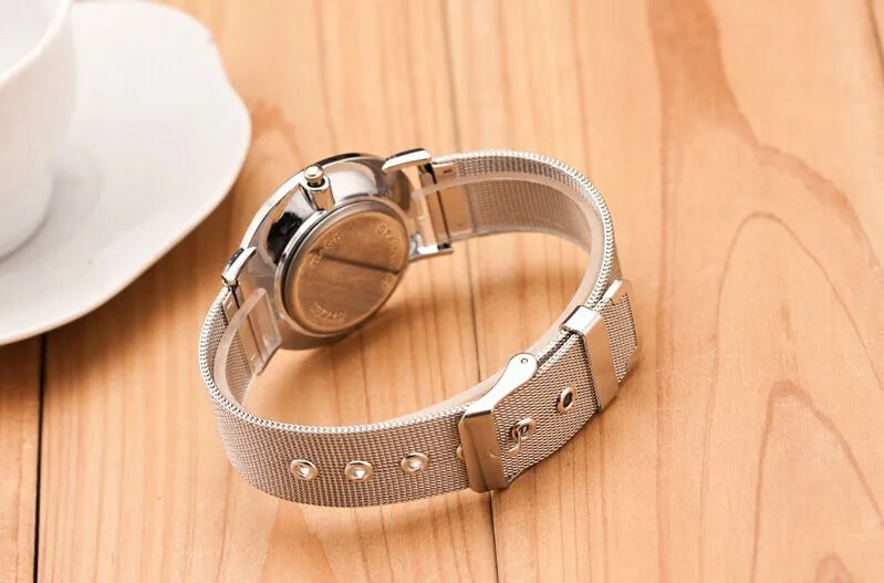 New Famous Silver Casual Geneva Quartz Watch Women Metal Mesh Stainless Steel Dress Watches For Gift Relogio Feminino Hot Clock