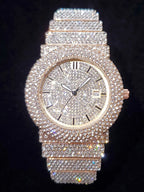 Luxury Watches For Men Full Diamond Iced Hip Hop Stylish Quartz Watch For Male Waterproof Calendar Men's Wristwatches Gift New