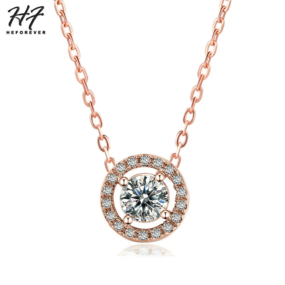 Wedding Round Pendant Necklaces For Women Engagement Female Jewelry Women's Choker Chain On The Neck Shiny Jewellry N095-M