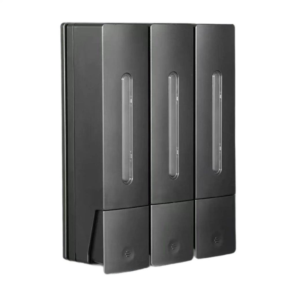 Three Chamber Wall-Mounted Dispenser for Shampoo and Conditioner in Bathrooms