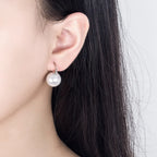 S925 Sterling Silver Jewelry Women Earrings 12MM/14MM Round Pearl Stone Earwires Jewelry Wedding Engagement Party Accessories