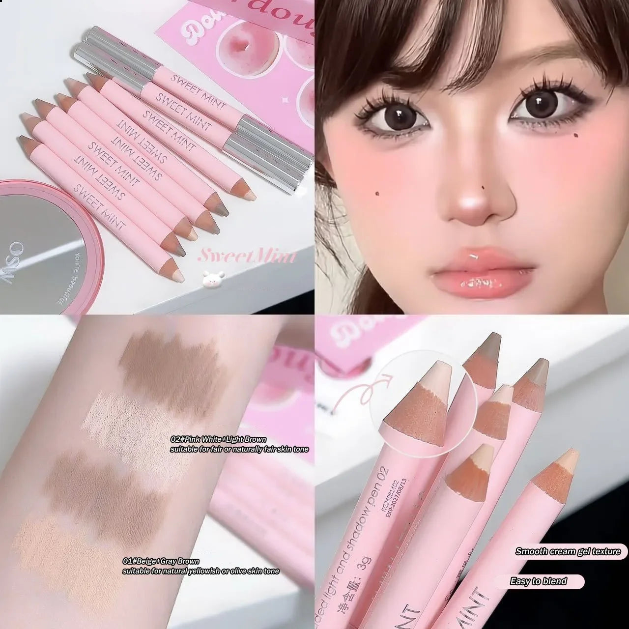 Natural 3D Contouring Pen Face Brightening Corrector Nose Shadow Sculpting Face Silkworm Highlighter Shading Stick Korean Makeup