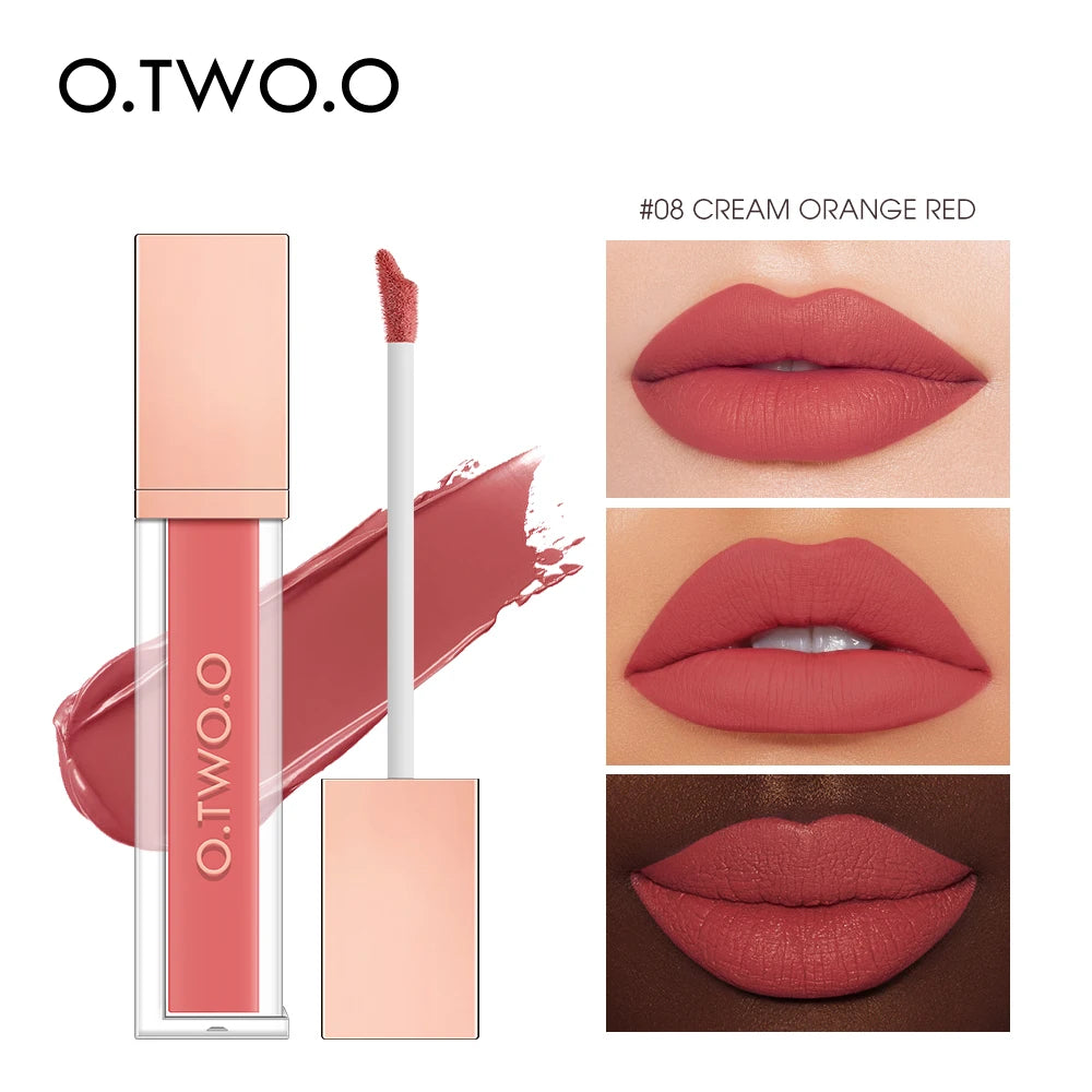 O.TWO.O 12 Color Liquid Lipstick Matte Finish Sexy Silky Lip Gloss Waterproof Kiss-proof Lasting Lip Glaze Lip Tint Cosmetics