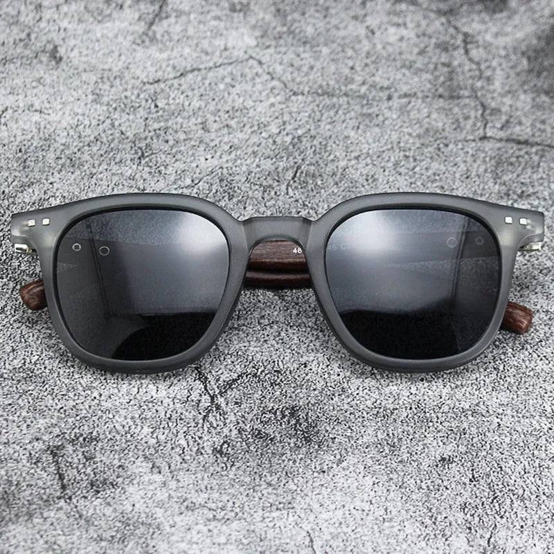 Sunglasses for Men Trendy Retro Wood Grain Polarized UV Protection Eyewear Cycling Outdoor Street Photography Shades