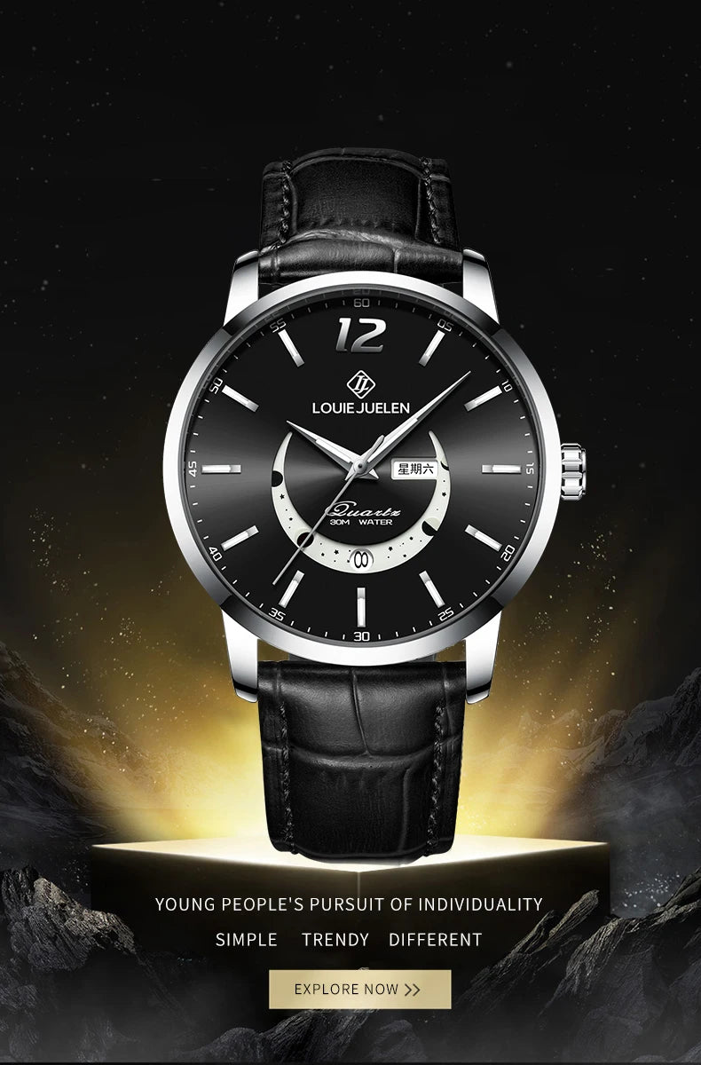 Men's Watches Top Brand Luxury Men Wrist Watch Leather Quartz Watch Sports Waterproof Male Clock Relogio Masculino+Box 2023 New