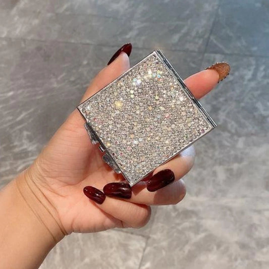 Makeup Mirror Luxury Diamond Portable Pocket Compact Mirror Women's Gifts Handheld Cosmetic Mirror with Magnification