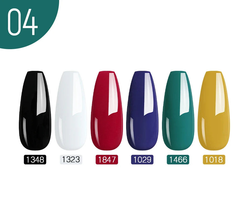 NAILCO 10PCS/Set Gel Nail Polish Gorgeous Full Coverage Semi Permanent Soak Off UV LED Gel Nail Art Base Top Coat Gel Polish Kit