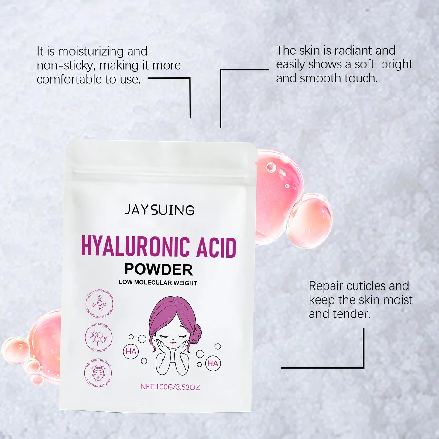 Hyaluronic Acid Face Mask Hydrating Glow Controlling Oil Smooth Skin Repair Pore Tightening Lifting Deep Cleansing Clay Mud Mask