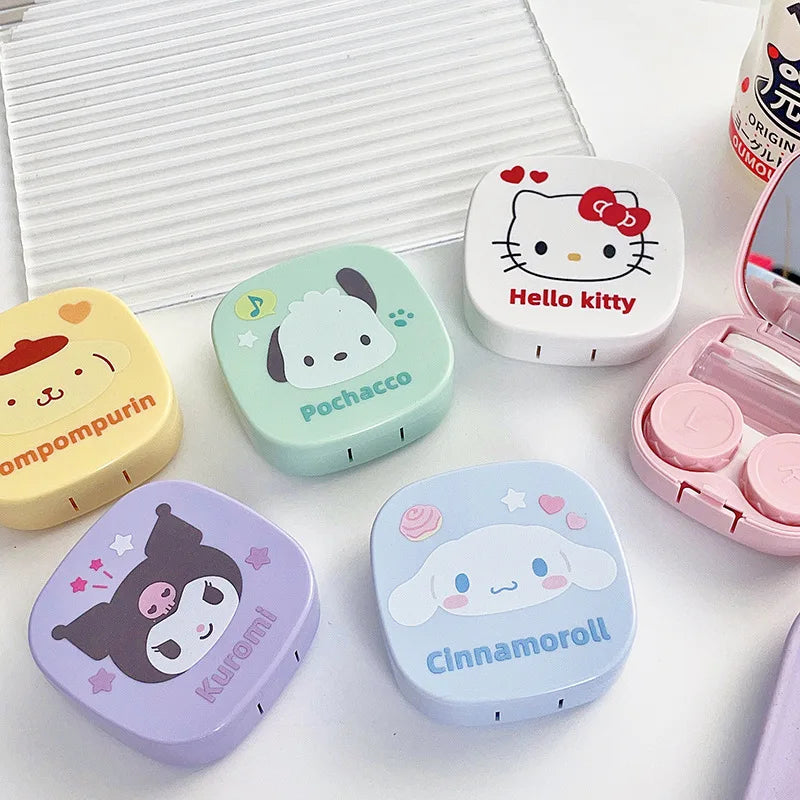 hello kitty color contact lenses Kuromi Sanrio contact  cute kawaii eye contacts care box INS portable box with mirror anime