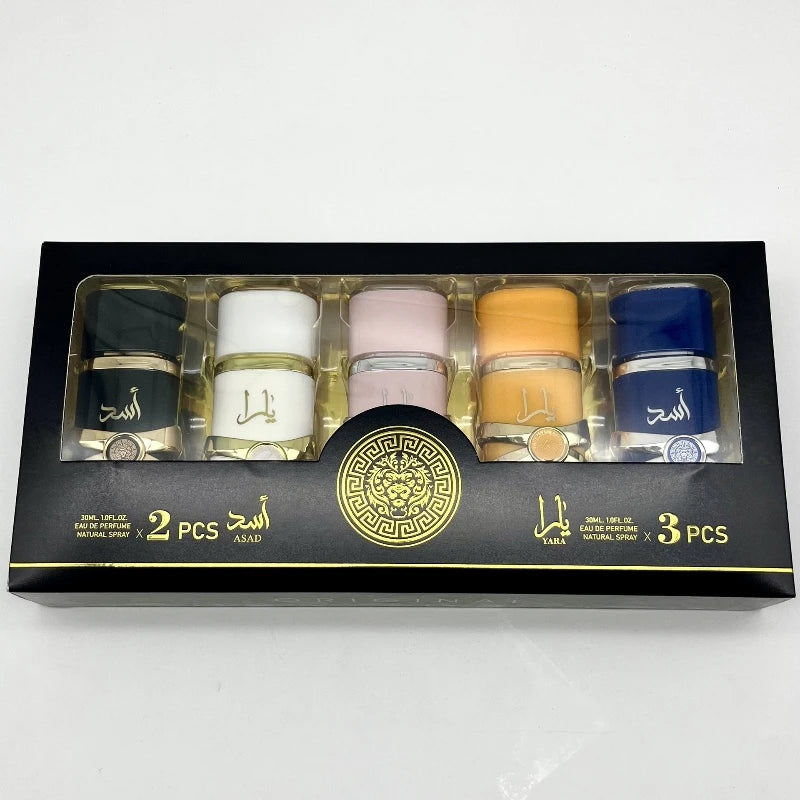 5PCS 30ML Unisex Perfume Woman Man Original Long Lasting ASAD YARA Perfumes Set Female Fragrance Arab Parfume Gift