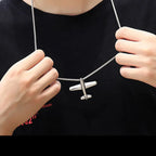 Noter New Trendy Men Airplane Necklace 28 Inchs Long Collar Hiphop Rock Pendant Colar Masculino Male Accessories Boyfriend Gift