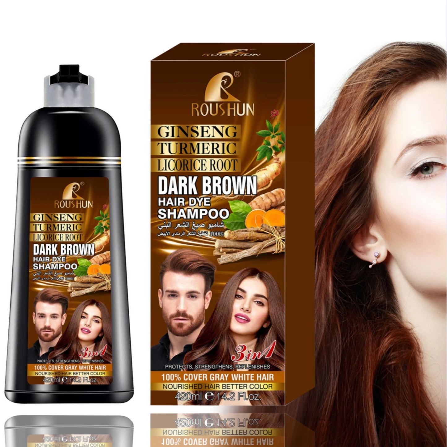 420ml/14.2 Fl.oz Dark Brown Hair Color Shampoo for Gray Hair Instant Hair, Hair Dye Shampoo Natural Long Lasting for Men & Women