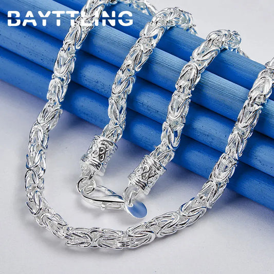 Men's 925 Sterling Silver 20 Inches Fine Tap Chain Hip Hop Necklace For men Fashion Charm Engagement Party Jewelry