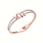 Luxury Crystal Butterfly Bracelet, Silver Gold Plated Women's Bracelet White, Double Layer Zircon Spring Bracelet, Girls Gift