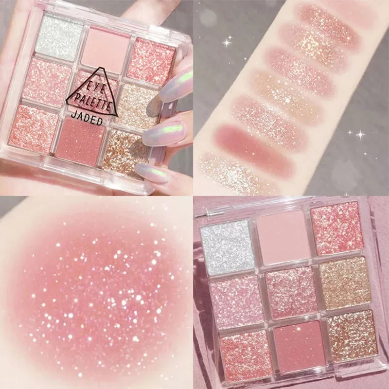 High Quality Matte Eyeshadow Palette Pearlescent Sequins Blush Eyeshadow Highlighter  For Women