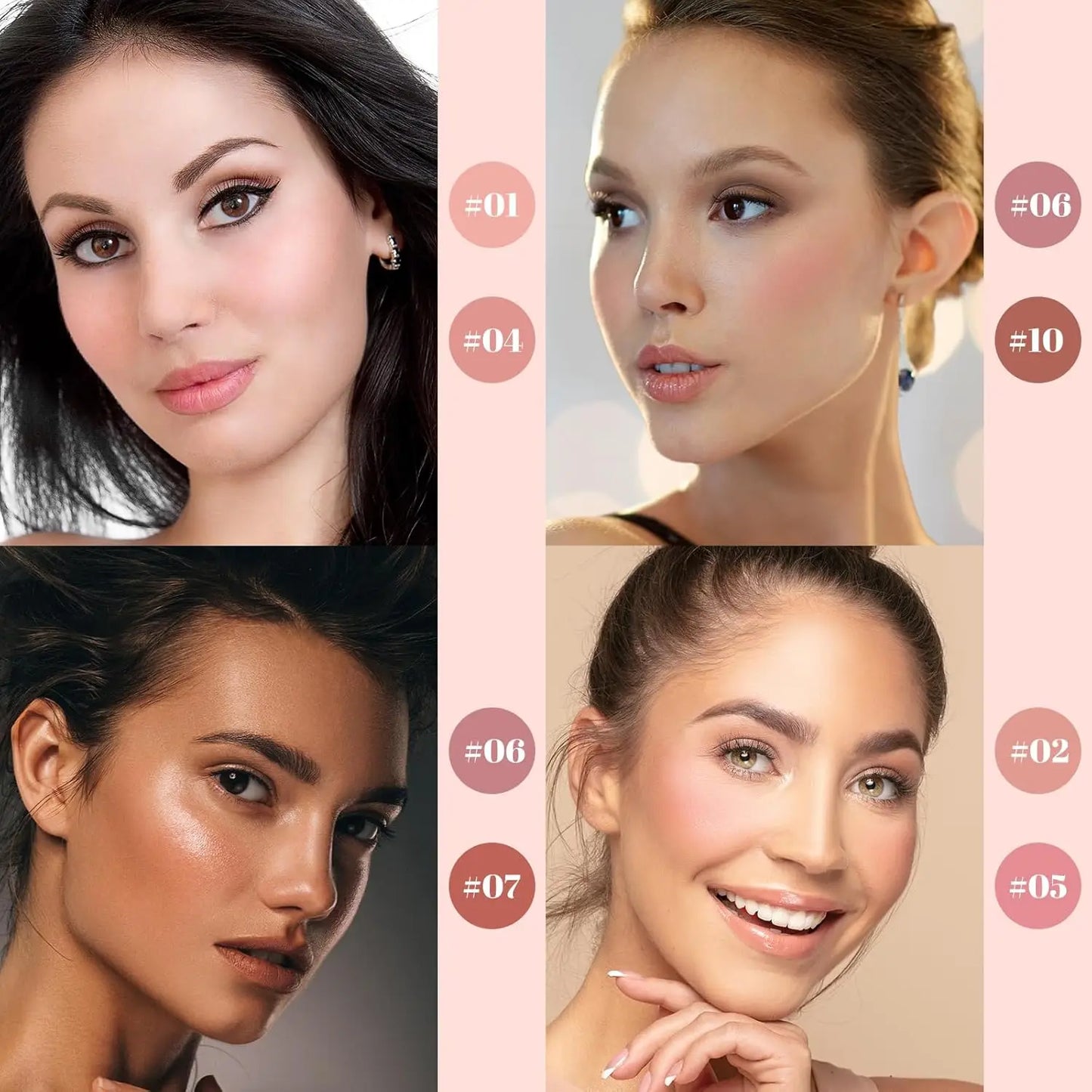 10 Colors Matte Blush Palette for Women Blendable Smooth Long-lasting Waterproof Contouring Blush Powder Buildable Cheek Makeup