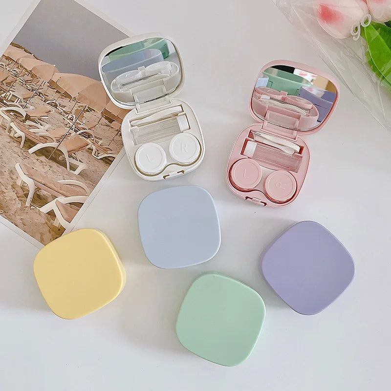 Women Color Contact Lens Case Red Heart Contact Lenses Box for Eyes Care Kit Glasses Case Holder Container