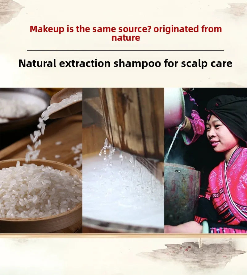 500ml Wash Rice Water Hair Shampoo Anti Dandruff Shampoo Professional Hair Care Clean Scalp and Improve Scalp Environment