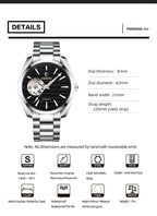 Luxury Fashion Mechanical Automatic Wristwatches For Men High Quality Stainless Steel Waterproof Luminous Mens Watch