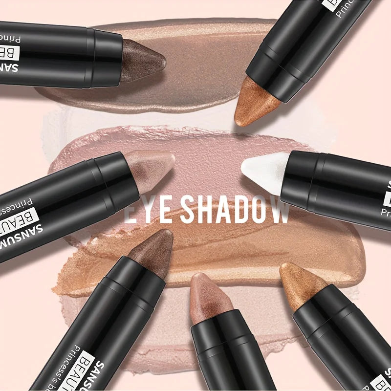 7 color waterproof eye shadow stick, pearlescent matte treatment, to create a natural and lasting eye makeup flash.
