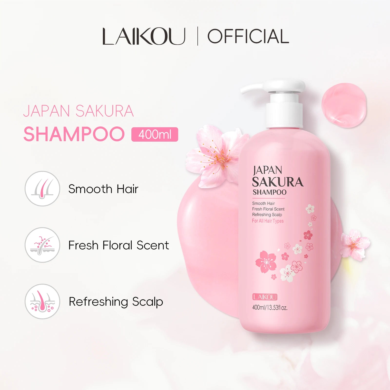 LAIKOU  Sakura Shampoo Repair Anti Split Ends Smooth Frizz Dry Hair