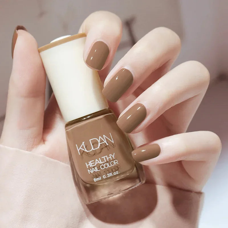 Nail Polish Without Baking Lamp White Fine Glitter Non-baking Non-peel Transparent Shiny Oil Base Coat Nude Nail Polish