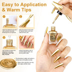 8ml Gold Metallic Nail Polish Bright Metal Mirror Nail Polish, Lasting，High Shine，Manicure Nail Lacquers Quick-Dry Manicure Art